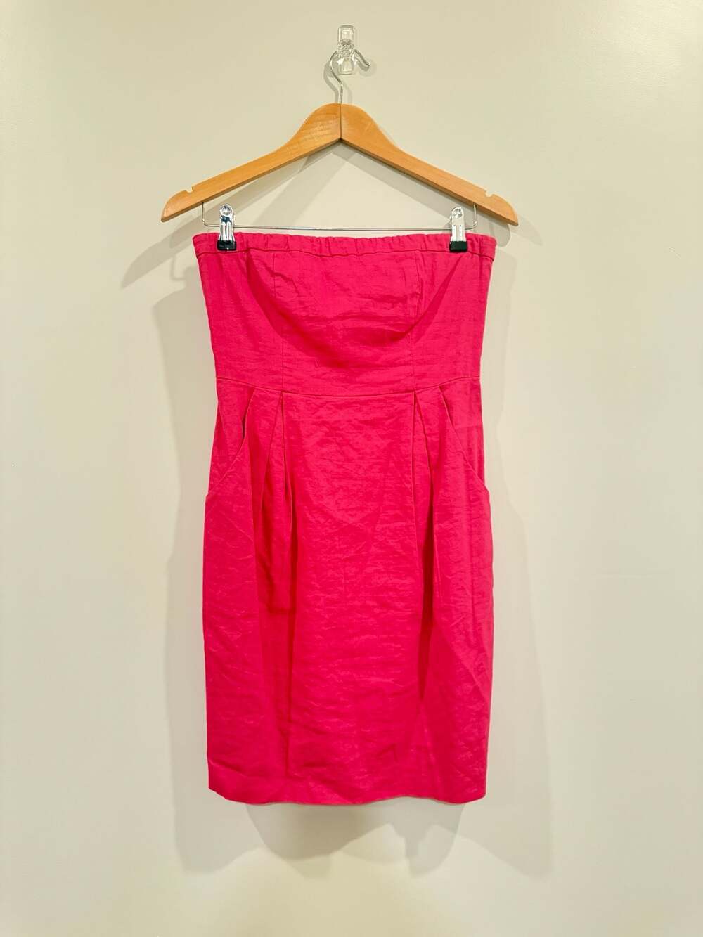 Theory Tyrah Crunch Pink Strapless Cotton Tube Mini Dress Size 4